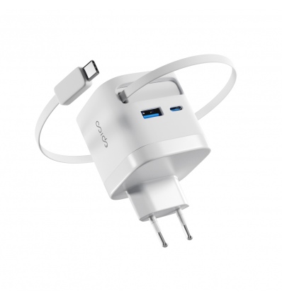 Epico UltraBoost Retractable GaN 65W adaptér EA65c se zabudovaným kabelem