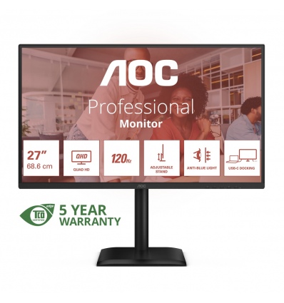 AOC/Q27E4CV/27"/IPS/QHD/120Hz/4ms/Černá/5R