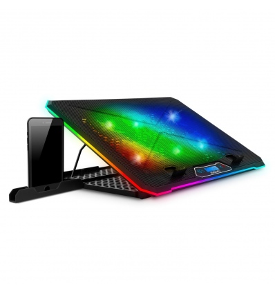 EVOLVEO Ania 9RGB, chladící podložka pod notebook, 6x ventilátor, RGB podsvícení ventilátorů a obvod