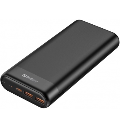 Sandberg Powerbank 20000mAh, USB-C PD 65W + 2x QC3.0, černá