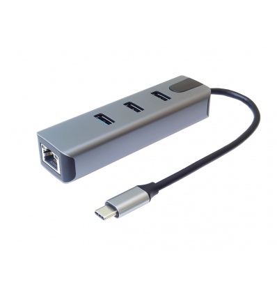 Adapter USB-C na 10/100/1000Mbps + 3xUSB3.2