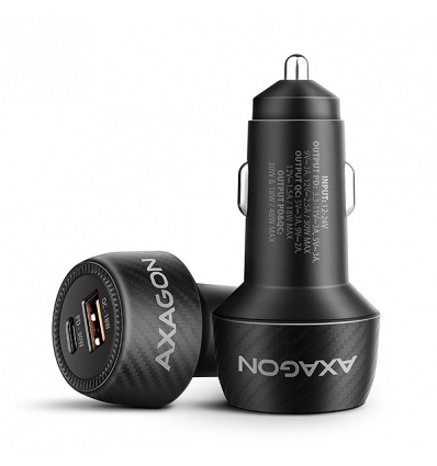 AXAGON PWC-PQ48, nabíječka do auta 48W, výstup USB-A + USB-C, PD3.0/PPS/QC4+/SFC/Apple