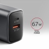 AXAGON ACU-PQ67, GaN nabíječka do sítě 67W, výstup USB-A + USB-C, PD3.0/PPS/QC4+/SFC2.0/Apple