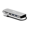 PORT CONNECT USB-C 1× 4K dokovací stanice, 9v1, hliníková konstrukce, 85W PD, stříbrná