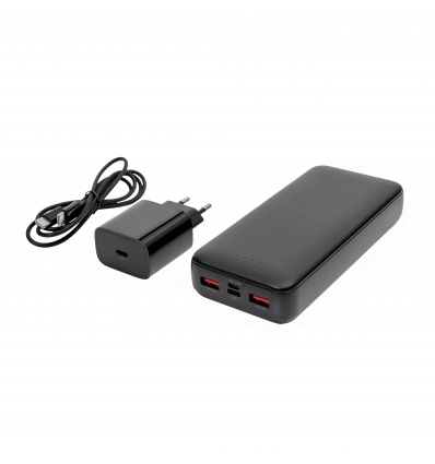 Platinet SET 3v1 Powerbanka 20000 mAh + Nabíječka 20W Power Delivery, kabel USB-C 1m, černá