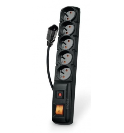 Acar F5 5m kabel, 5 zásuvek, přepěťová ochrana, černý