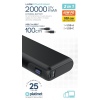 Platinet Powerbanka 20000 mAh 65W Power Delivery, 2x USB-C, 1xUSB-A, kabel USB-C 1m, černá