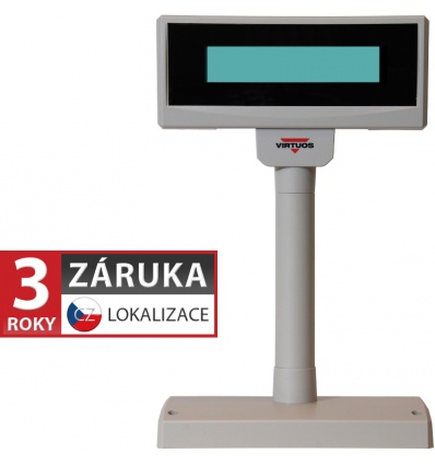 LCD zákaznický displej Virtuos FL-2024MW 2x20, serial (RS-232), 12V, béžový