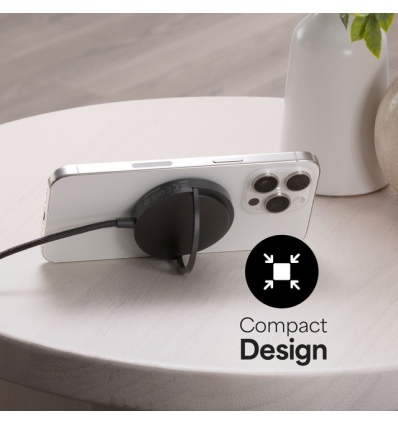 Qi2 magnetic charger with kickstand - black