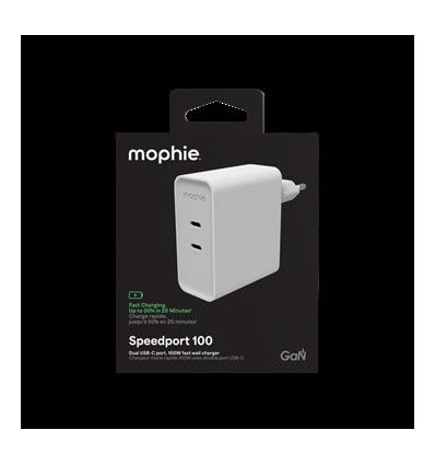 Power Adapter GaN USB-C Dual 100W White