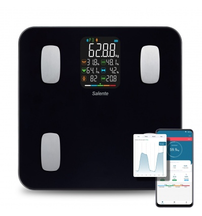 Salente MaxFit, chytrá osobní diagnostická fitness váha, Bluetooth, černá