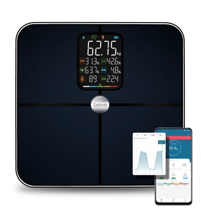 Salente BodyFit, chytrá osobní diagnostická fitness váha, Bluetooth, černá