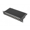 LANBERG PATCH PANEL 12PORT 1U 10" CAT.6 FTP STÍNĚNÝ ČERNÝ