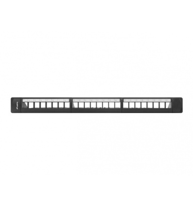 LANBERG 24PORTOVÝ PATCH PANEL 1U S ORGANIZÉREM PRO KEYSTONE MODULY ČERNÝ
