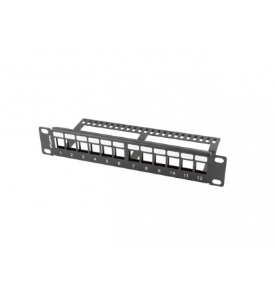 LANBERG PATCH PANEL 12 PORTŮ 1U S ORGANIZÉREM PRO KEYSTONE MODULY ČERNÝ