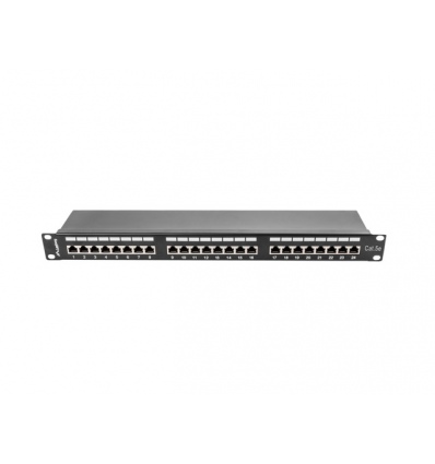 LANBERG PATCH PANEL 24 PORTŮ 1U 19" CAT.5E FTP STÍNĚNÝ ČERNÝ