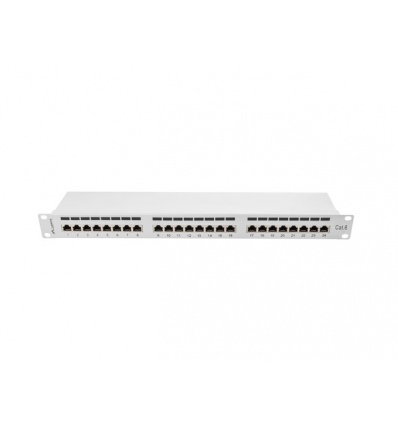 LANBERG PATCH PANEL 24 PORTŮ 1U 19" CAT.6 FTP STÍNĚNÝ ŠEDÝ