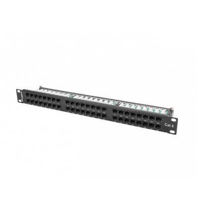 LANBERG PATCH PANEL 48 PORTŮ 1U 19" CAT.6 UTP ČERNÝ