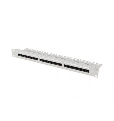 LANBERG PATCH PANEL 24 PORTŮ 1U 19" CAT.6 UTP S POLICÍ ŠEDÝ