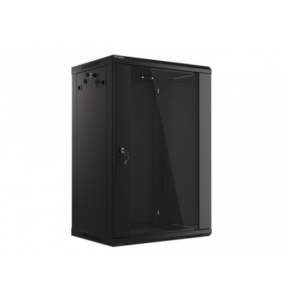 LANBERG 19" RACKOVÁ SKŘÍŇ PRO MONTÁŽ NA STĚNU 18U/600X450 (FLAT PACK) S PROSKLENÝMI DVEŘMI ČERNÁ V2