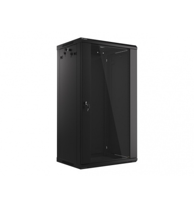 LANBERG 19" RACKOVÁ SKŘÍŇ PRO MONTÁŽ NA STĚNU 22U/600X450 (FLAT PACK) S PROSKLENÝMI DVEŘMI ČERNÁ V2