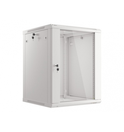 LANBERG 19" RACKOVÁ SKŘÍŇ PRO MONTÁŽ NA STĚNU 15U/600X600 (FLAT PACK) S PROSKLENÝMI DVEŘMI ŠEDÁ V2c