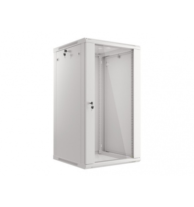 LANBERG 19" RACKOVÁ SKŘÍŇ PRO MONTÁŽ NA STĚNU 22U/600X600 (FLAT PACK) S PROSKLENÝMI DVEŘMI ŠEDÁ V2
