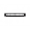 LANBERG PATCH PANEL 12 PORTŮ 1U S ORGANIZÉREM PRO KEYSTONE MODULY ČERNÝ