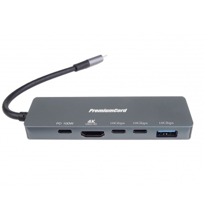 PremiumCord adaptér USB-C na HDMI+USB A+USB C+PD