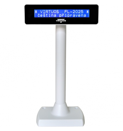 LCD zákaznický displej Virtuos FL-2025MB 2x20, USB bílý