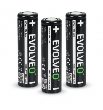 EVOLVEO LiPower 186 Core 2500, Li-ion baterie 18650 (3.7 V / 2500 mAh), 3ks