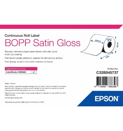 BOPP Satin Gloss Label - ContRoll: 203mm x 68m