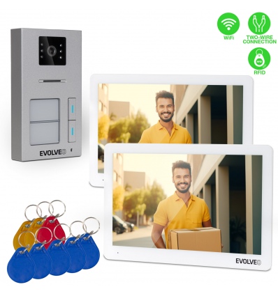 EVOLVEO DoorPhone 20-2W - 2 drátový videotelefon s aplikací pro dvě domácnosti a 32GB pamětí