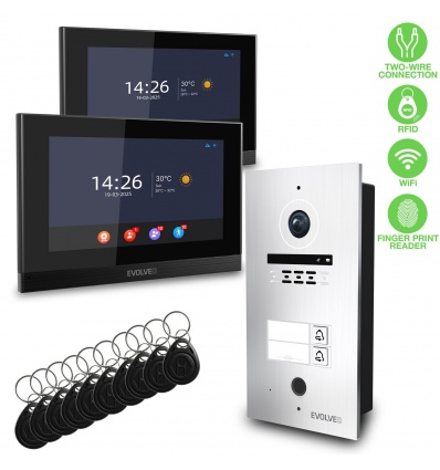 EVOLVEO DoorPhone ID-2, 2drátový videotelefon pro dva byty s RFID, otiskem prstu a podporou ONVIF ka