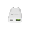 Univerzální USB nabíječka Natec RIBERA GaN SLIM, 20 W, 1X USB-A + 1X USB-C, Bílá