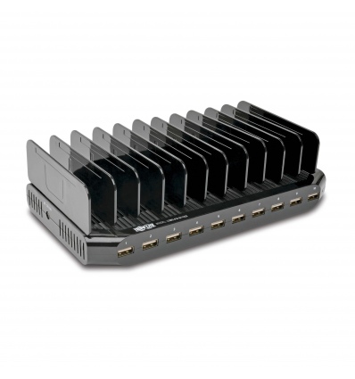 USB nabíjecí stanice s úložným prostorem, výstup 10x 12V, 8A, 96W, napájecí kabel Schuko