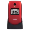 EVOLVEO EasyPhone FS, vyklápěcí telefon 2.8" pro seniory s nabíjecím stojánkem (červená barva)