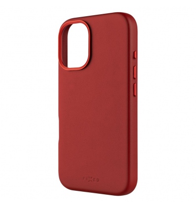 FIXED MagLeather kožený kryt iPhone 16, červený