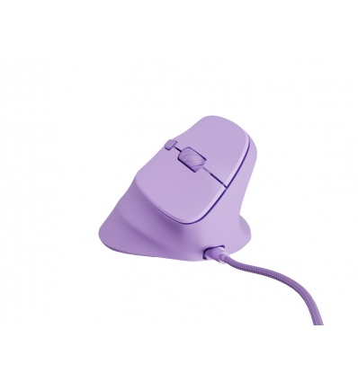 Vertikální myš Natec CRAKE 2 PRO/Vertikální/Optická/Pro praváky/12 400 DPI/Drátové USB-A/Fialová