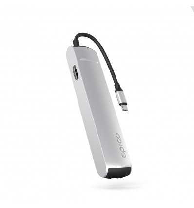 Epico 6v1 Slim Hub 8K s USB-C konektorem - stříbrná