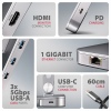 AXAGON HMC-STND, stojan pro 10"-17" notebooky, USB 5Gbps hub, 3x USB-A, HDMI 4k/60Hz, RJ-45, PD 100W