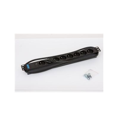 19" 8xCZ zás.,kontrolka,3x1.5mm 2m CZ-DE,RAL9005