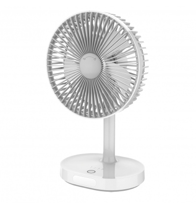 Platinet PRDF0326 stolní ventilátor 19 cm, noční osvětlení, akumulátor 3000 mAh, bílá-šedá