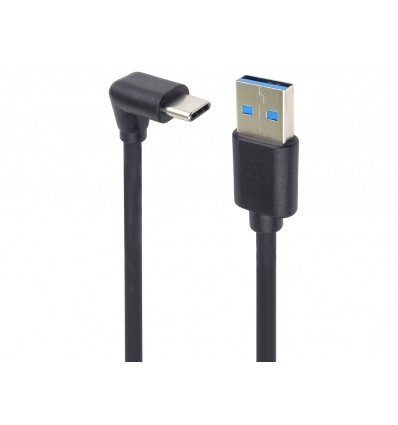 PremiumCord USB C-USB A, zahnutý, černý, 3m