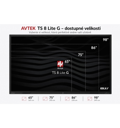 AVTEK TS 8 Lite G 86, interaktivní dotykový displej 86", 4K, 8GB/128GB, EDLA, Android 14