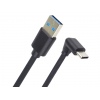 PremiumCord USB C-USB A, zahnutý, černý, 1m