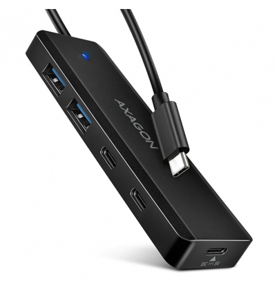 AXAGON HUE-C2C, 4× USB 5Gbps TRAVEL hub, 2× USB-A + 2× USB-C, USB-C napájení, kabel USB-C 19cm