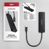 AXAGON HUE-C2C, 4× USB 5Gbps TRAVEL hub, 2× USB-A + 2× USB-C, USB-C napájení, kabel USB-C 19cm