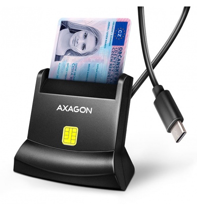 AXAGON CRE-SM4NC, USB-C čtečka kontaktních karet Smart Card (eObčanka), stojánková, kabel 1,2 m