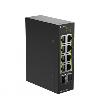 D-Link DIS-100G-10P 10-Port Gigabit Industrial PoE+ Unmanaged Switch with 2 x 2.5G SFP+ Ports